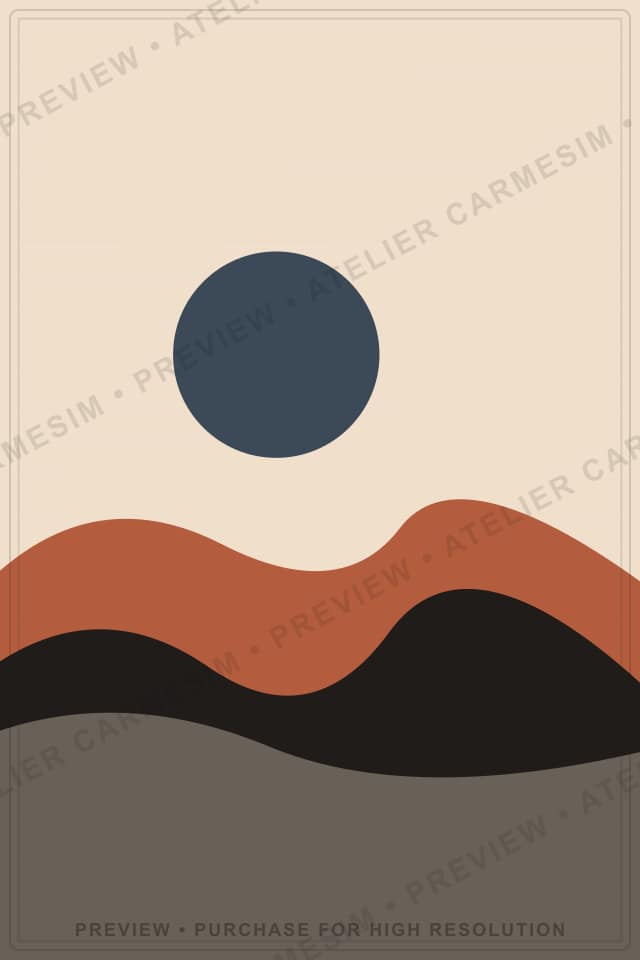 Olive Horizon No. 000005 — Retro Geometric Wall Art